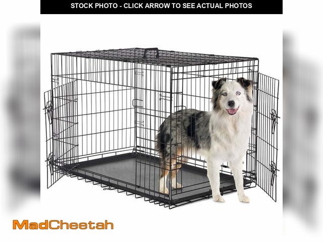 Lot 74-14586841 - CONCETTA 42 inch Double-Door Folding Dog Crate, Portable Small Cage with Divider, Leak-Proof Tray - ...