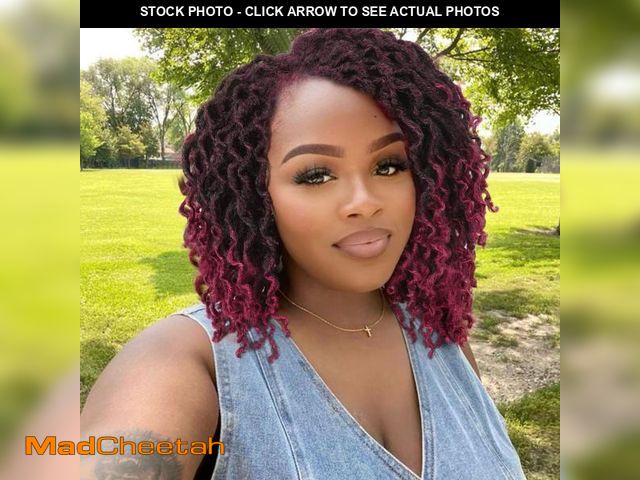 Lot 74-11549701 - Fancy Hair Short Dreadlock Wig Faux Locs Wig Ombre Red Side Part Braided Twist Afro Curly Synthetic ...