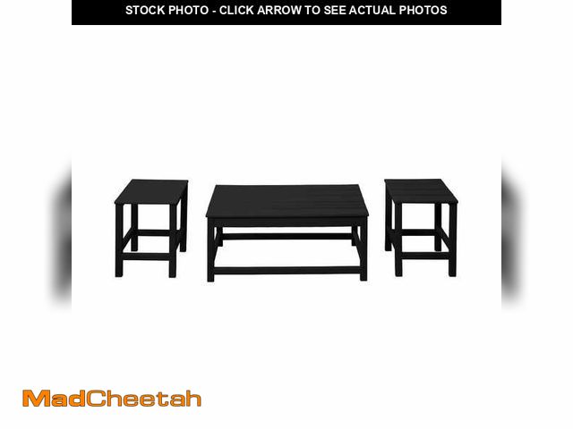 Lot 74-14115581 - WESTIN OUTDOOR Mason 3-Piece Black Poly Plastic Outdoor Patio UV Weather Resistant Coffee and Side T...