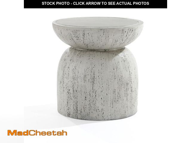 Lot 74-12517232 - LuxenHome 15.75 in. Rustic Off White and Gray Round End Table - UNUSED