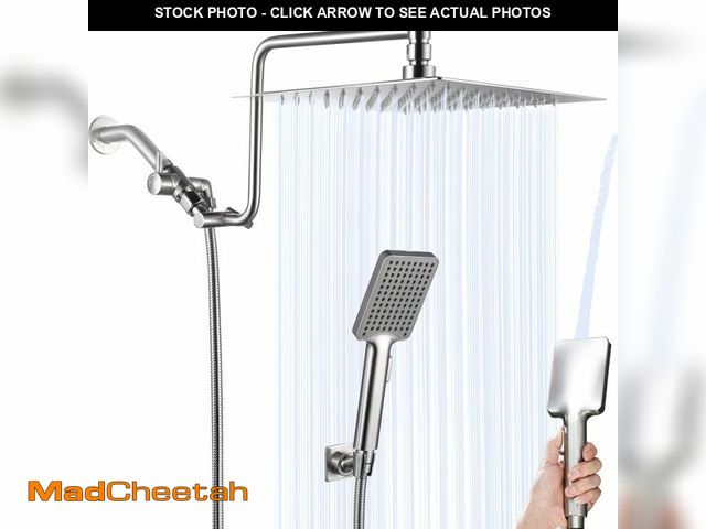 Lot 74-12599269 - 10" Metal Rain Shower Head with Handheld Spray Combo, High Pressure Rainfall Shower Heads with Adjus...