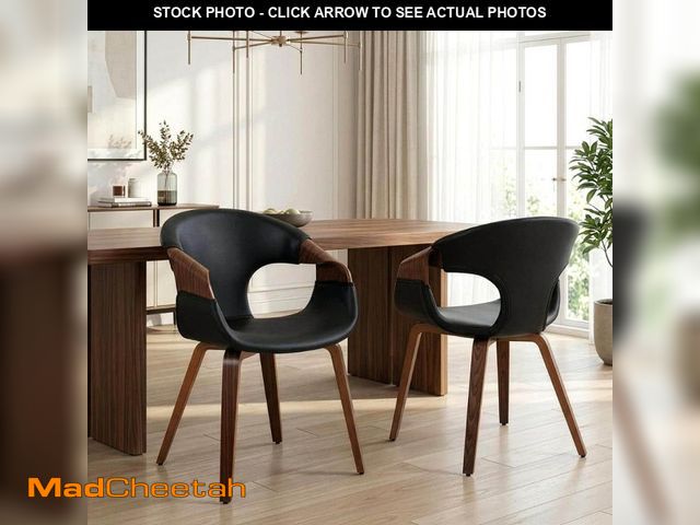 Lot 74-14392752 - (MISSING HARDWARE) Glamour Home Baylor Black Faux Leather Dining Chair 2 (Set of Included) - UNUSED