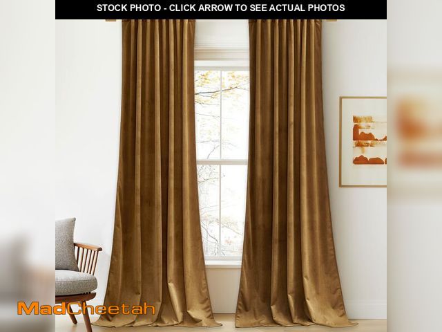 Lot 74-13548689 - StangH Gold Brown Blackout Curtains 100 inches Long Back Tab Thermal Insulated Noise Reducing Window...