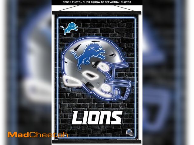 Lot 74-12510563 - Trends International NFL Detroit Lions - Neon Helmet 23 Wall Poster, 22.37" x 34.00", Print and Blac...