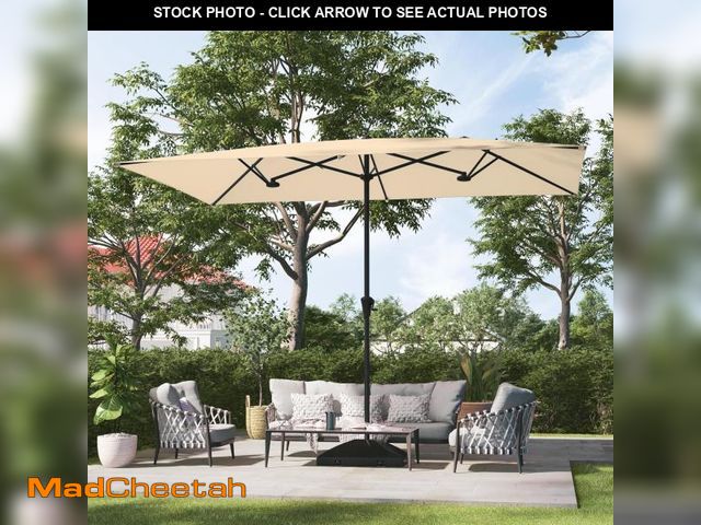 Lot 74-12167169 - Bonosuki 11x7FT Large Patio Umbrella, Outdoor Double-Sided Rectangle Market Umbrella with 6 Sturdy R...
