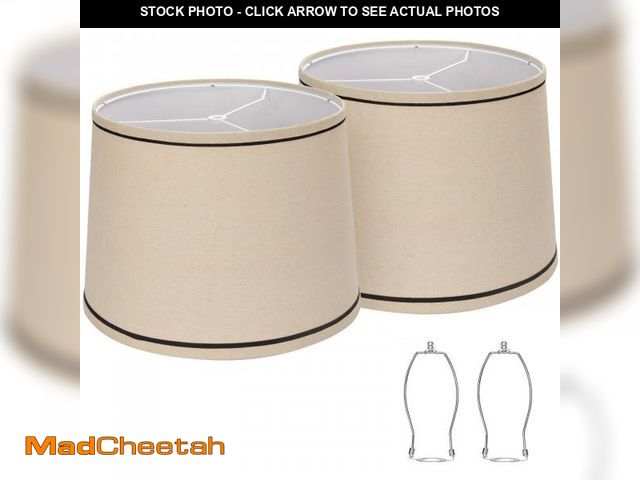 Lot 74-12305807 - Drum Lampshades Set of 2, Medium Fabric Lamp shades for Table Lamps, Floor Lamps, Beige Linen Lamp s...