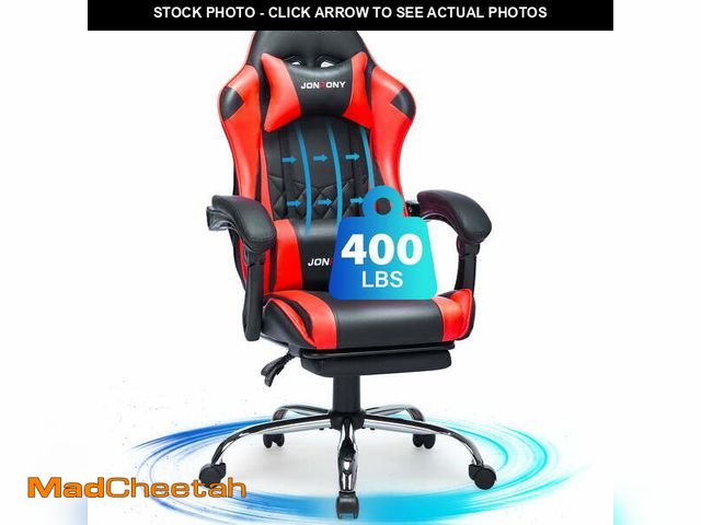 Lot 74-12764735 - JONPONY Big and Tall 400LBS Gaming Chair, Ergonomic Design, Gamer Chair PU Leather with Footrest and...