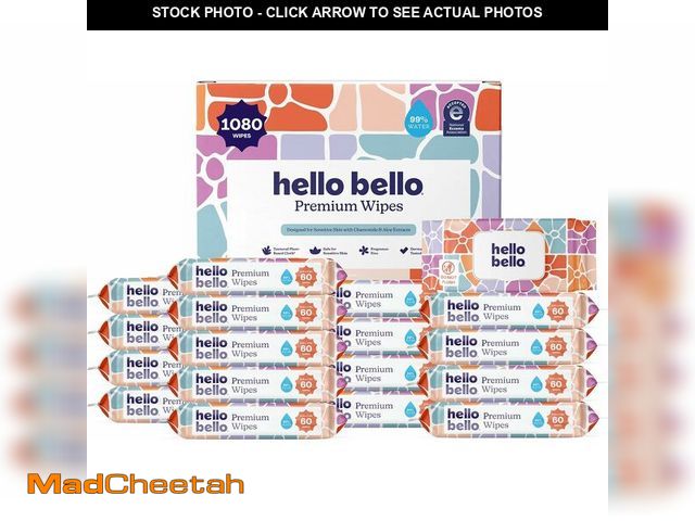 Lot 74-14348775 - Hello Bello Premium Wipes, Designed for Sensitive Skin with Chamomile &amp; Aloe Extracts, Flower Po...