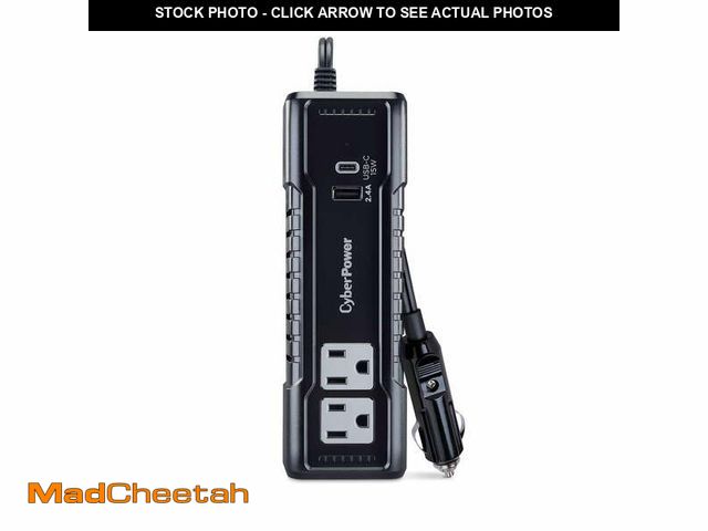 Lot 74-12860484 - CyberPower M175XUC - 175W Black Power Inverter with 2 AC Outlets, 1 USB-C &amp; 1 USB-A Port, 2.5 ft...