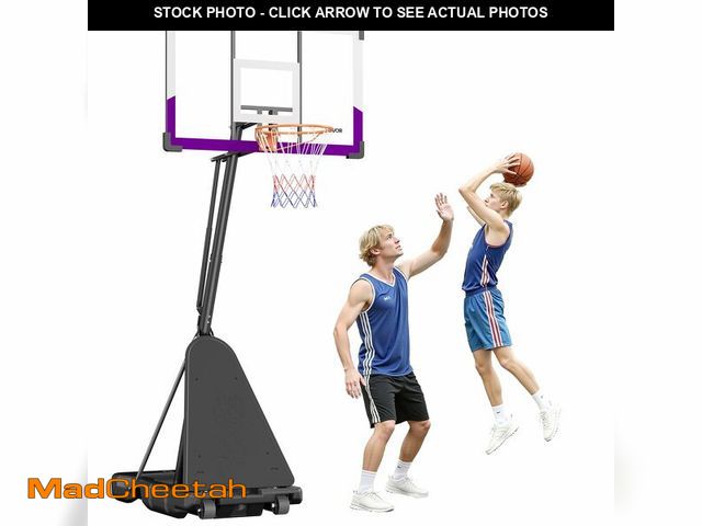 Lot 74-13644059 - VEVOR Basketball Hoop, 48 inch PC Backboard, 4.8-10 ft Height Adjustable Basketball Portable Hoop &a...