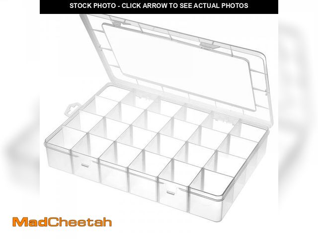 Lot 74-12306987 - Gbivbe Large 24 Grids Plastic Organizer Box Adjustable Dividers,Clear Storage Box for Jewelry, Art D...