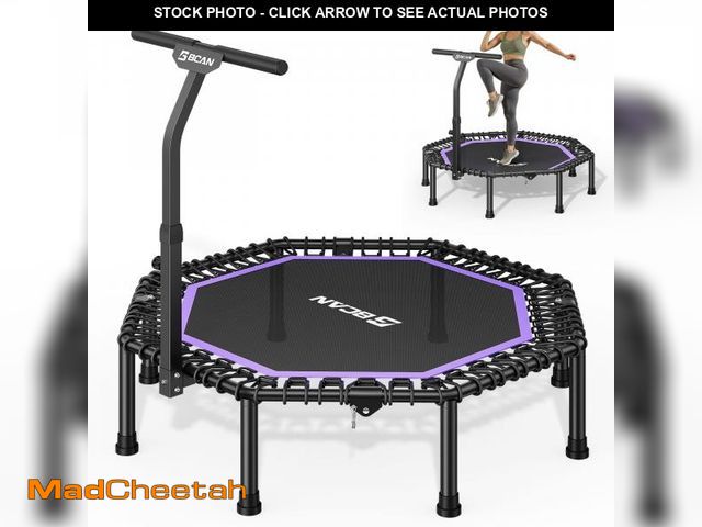 Lot 74-12541552 - BCAN 51" Octagonal Mini Trampoline, Max Load 450 LBS Fitness Trampoline with T-Adjustable Handle Bar...