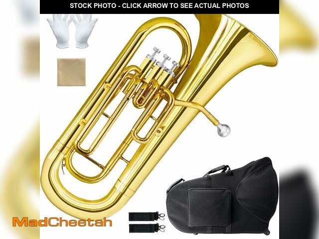 Lot 74-13121333 - Bb Euphonium Brass Instrument for Beginners &amp; Professionals | Includes Hard Case, Mouthpiece, Cl...