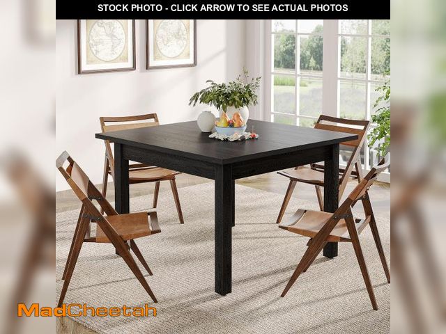 Lot 74-12160154 - LITTLE TREE 39 Inches Square Dining Table for 4 People, Brown Wooden Kitchen Table Small Dinner Tabl...