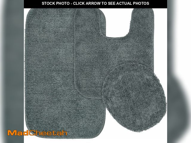 Lot 74-13041372 - Garland Rug Traditional Nylon Washable Dark Gray 3 Piece Set - Lid, Contour, Bath Rug - Soft, Absorb...