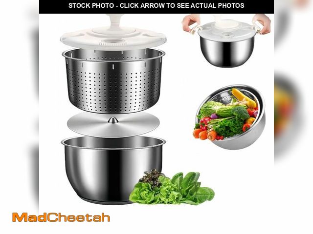 Lot 74-14146790 - DuZhiLixon 6L-Stainless Steel Salad Rotator, Non-Slip Base, Vegetable Dishwasher, Multi-Use Lettuce ...