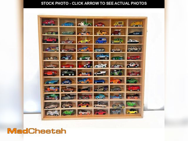 Lot 74-13710089 - (COVER IS CRACKED) MakennaDoesWhatever Wood Toy Car Storage Display Organizer - UNUSED
