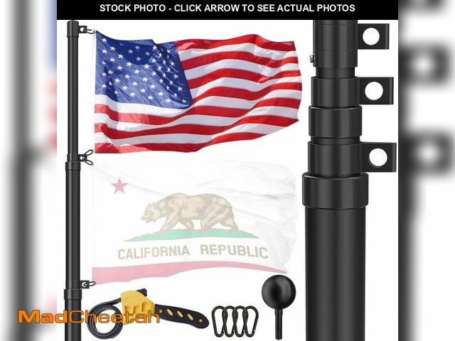 Lot 74-14613124 - 20 FT Telescoping Flag Pole, Heavy Duty Aerospace Aluminum Flagpole Kit - USED
