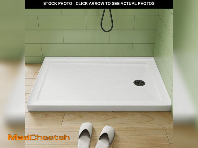 Lot 74-12811222 - HOROW 48 in. L x 32 in. W Alcove Shower Pan Base with Right Drain - UNUSED