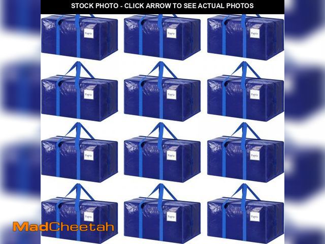 Lot 74-12046906 - 12 Pack Extra Heavy Duty Large Moving Bags with Strong Zipper &amp; Comfortable Handles, Sturdy &amp...
