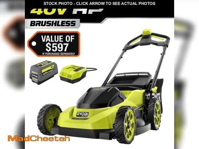 Lot 74-13678251 - RYOBI 40V HP Brushless 20 in. Cordless Battery Walk Behind Push Lawn Mower with 6.0 Ah Battery and C...