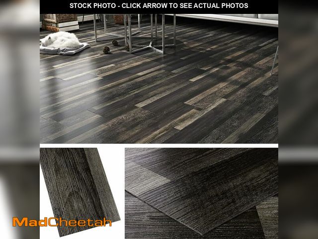 Lot 74-14368071 - Livelynine 36-Pack 6x36 Reclaimed Black Wood Peel and Stick Floor Tile Waterproof Vinyl Flooring Pla...