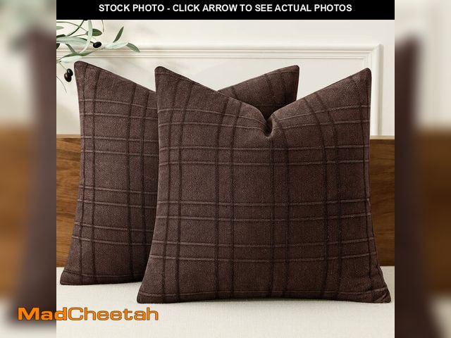 Lot 74-14150473 - MIULEE Decorative Linen Check Euro Shams Throw Pillow Covers Neutral Farmhouse Vintage Pillow Covers...