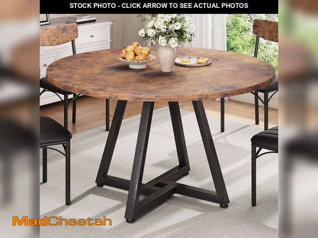 Lot 74-13775163 - (MISSING HARDWARE) Anyact 42 Inch Rustic Round Dining Table, Circle Dining Table for Dining Room, Ho...
