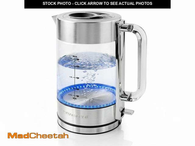 Lot 74-14051457 - OVENTE Electric Kettle, 1.8L Tea Kettle Cordless with Borosilicate Glass Water Boiler, Stainless Ste...