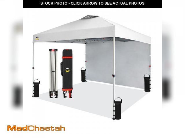 Lot 74-12164941 - CROWN SHADES 10x10 Pop Up Canopy with 1 Side Wall - Beach Tent with One Push Setup - Outdoor Sun Sha...