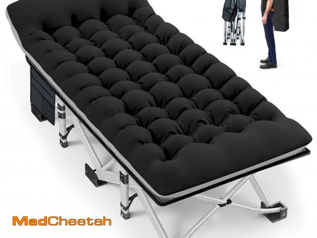 Lot 74-12486791 - GVDV Folding Camping Cot with 2 Sided Comfort Mattress, 1200D Double Layer Oxford Folding Bed, Porta...