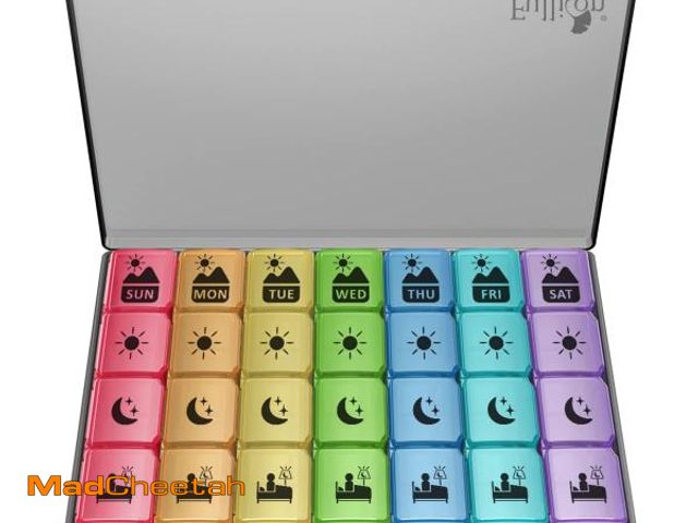 Lot 74-12435787 - Extra Large Weekly Pill Organizer 4 Times a Day, Fullicon XXL Large Pill Box, 7 Day Medicine Organiz...
