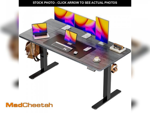Lot 74-12516539 - Huuger 55 x 28 Large Electric Standing Desk, Height Adjustable Desk, 27.6" Deep Desktop, Stand up Ga...