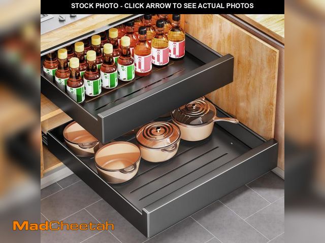 Lot 74-12151601 - Pull out Cabinet Organizer, 21"Deep, 20"Wide Full-Extension Heavy Duty Slide out Drawers with Nano A...