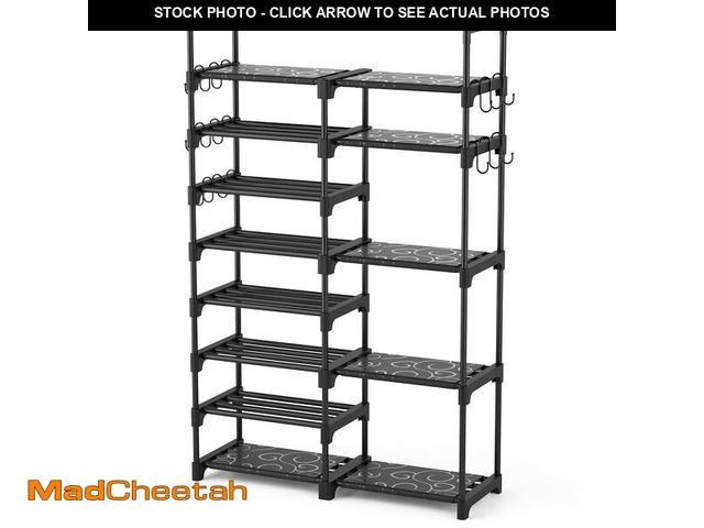 Lot 74-13583455 - ROJASOP Shoe Rack Organizer, 8-Tier Metal Shoe Rack for Closet Entryway Garage, 26-32 Pairs Tall Sho...