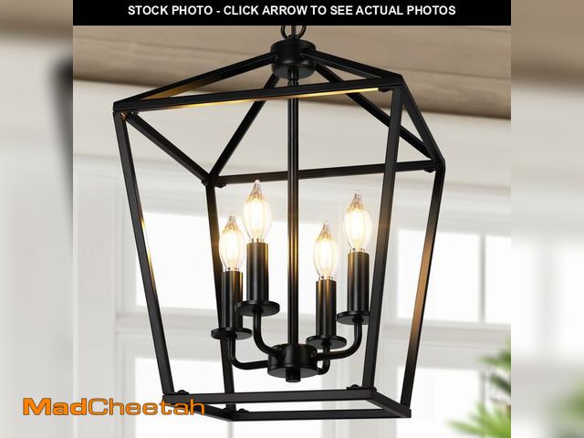 Lot 74-13958731 - BrightHome Farmhouse Chandelier 4-Light, Black Pendant Light Fixture for Kitchen Island Dining Room,...