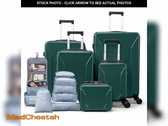 Lot 74-13060733 - Zimtown 5-Piece Luggage Set with 8 Packing Cubes, Hard Shell Suitcase Set with Spinner Wheels Built-...