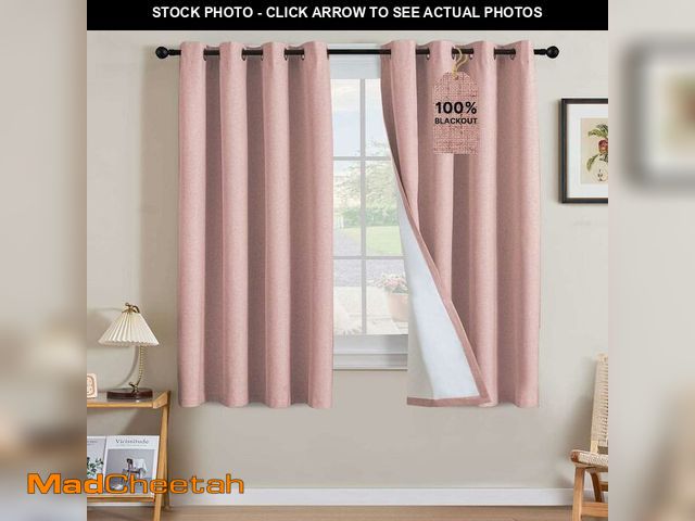 Lot 74-14426883 - H.VERSAILTEX Linen Curtains 100% Blackout Curtains for Bedroom 63 inch Long Full Light Blocking Natu...