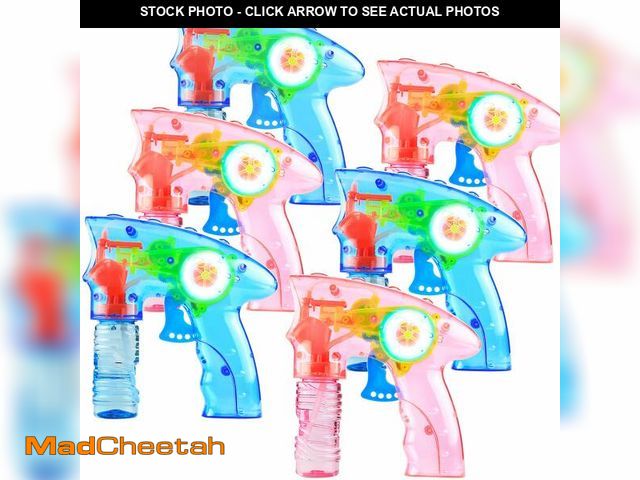 Lot 74-14293929 - 6 Pcs Bubble Gun Shooter LED Light up(no Batteries Needed), Wind up Operated Bubbles Blaster Blower ...