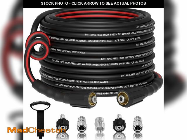 Lot 74-12718597 - VIVIDWASH Flexible 1/4" Pressure Washer Hose 50FT,3600PSI Kink Resistant Power Washer Replacement Ho...