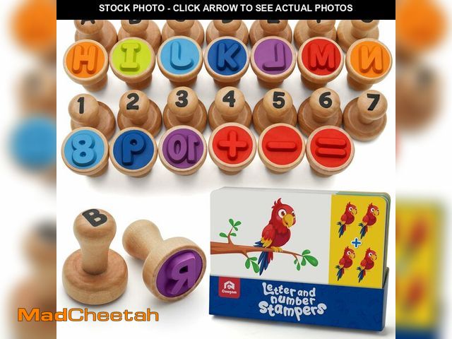 Lot 74-12970875 - Coogam Wooden Alphabet Number Stamp Flashcard, ABC Spelling Letter Stampers and Mathematics Learning...