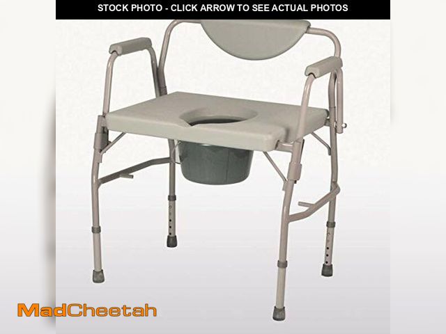 Lot 74-12695626 - Homecraft Deluxe Bariatric Drop Arm Commode, 1000 Pound Weight Capacity, Adjustable Height Bedside o...