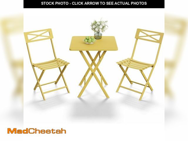 Lot 74-14349456 - GarveeTech 3-Piece Folding Bistro Set, Heavy Duty Outdoor Patio Furniture with 2 Chairs &amp; 1 Tabl...