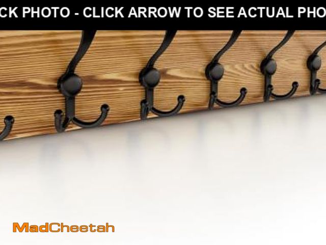 Lot 74-12398541 - SAYONEYES Rustic Coat Rack, 30.7 Inch Long Solid Pine Brown Wood Wall Rack with 8 Heavy Duty Tri Hoo...