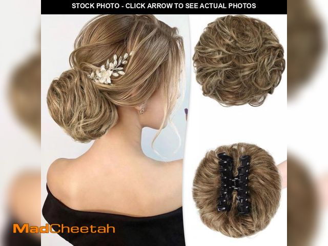 Lot 74-11556207 - RUWISS Claw Clip Messy Bun Hair Piece Real Human Hair Buns Wavy Curly Chignon Hair Bun Extensions To...