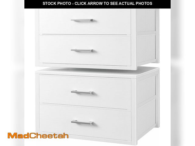 Lot 74-13709282 - BOLUO Stackable Storage Drawers Closet Organizers and Storage Fabric White 2 Drawer Dresser for Bedr...