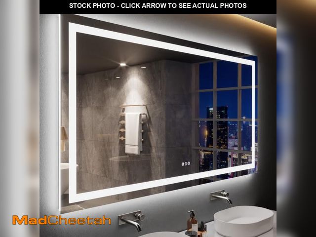 Lot 74-12203535 - LOAAO 72X40 LED Bathroom Mirror with Lights, Anti-Fog, Dimmable, Backlit + Front Lit, Lighted Bathro...