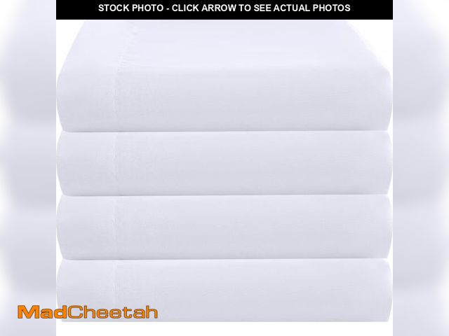 Lot 74-12444980 - ZPECC Twin Flat Sheet Only 4 Pack, Durable White Top Bed Sheets Hypoallergenic Soft Brushed Microfib...