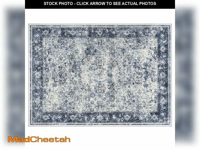 Lot 74-12895563 - Area Rug Washable Rug Gray Vintage Rug Traditional Mat Distressed Indoor Foldable Thin Rug Retro Acc...