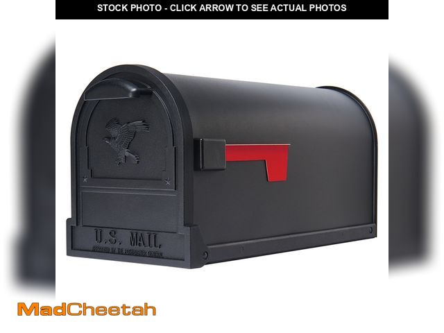 Lot 74-12775214 - Architectural Mailboxes Gibraltar Arlington Classic Galvanized Steel Post Mount Black Mailbox - UNUS...